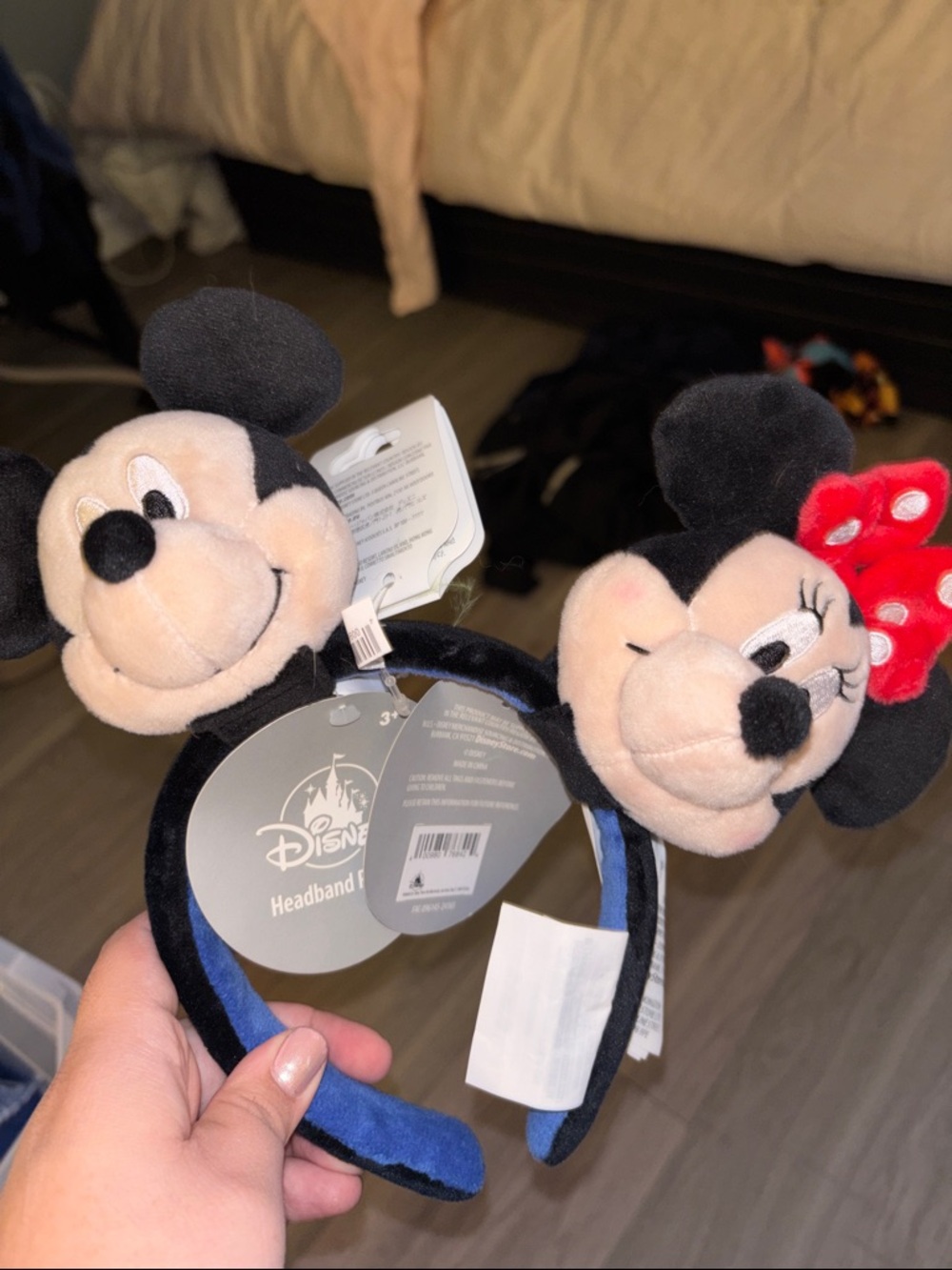 Disney Plush Mickey & Minnie Headband - Black, Red, Blue, Beige